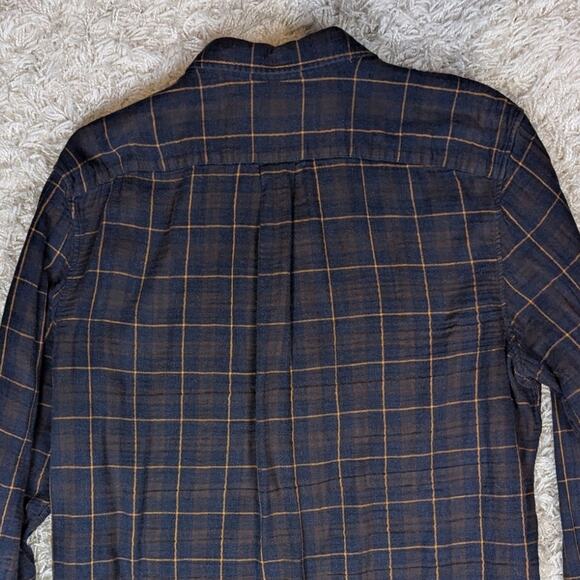 Vince Long Sleeve Cotton Flannel Plaid Button Down Shirt Blue and Brown Size XXL - Picture 6 of 8